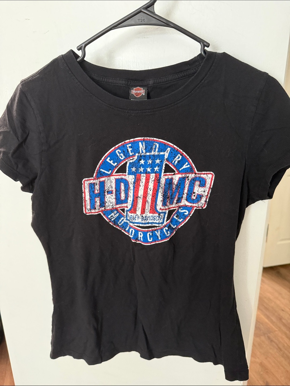 Harley-Davidson Black Short Sleeve Tee with Red, White & Blue Logo